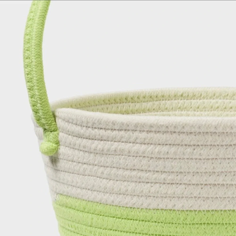 Spritz‎ Easter Two Tone Decorative Rope Basket White Light Green With Handle
